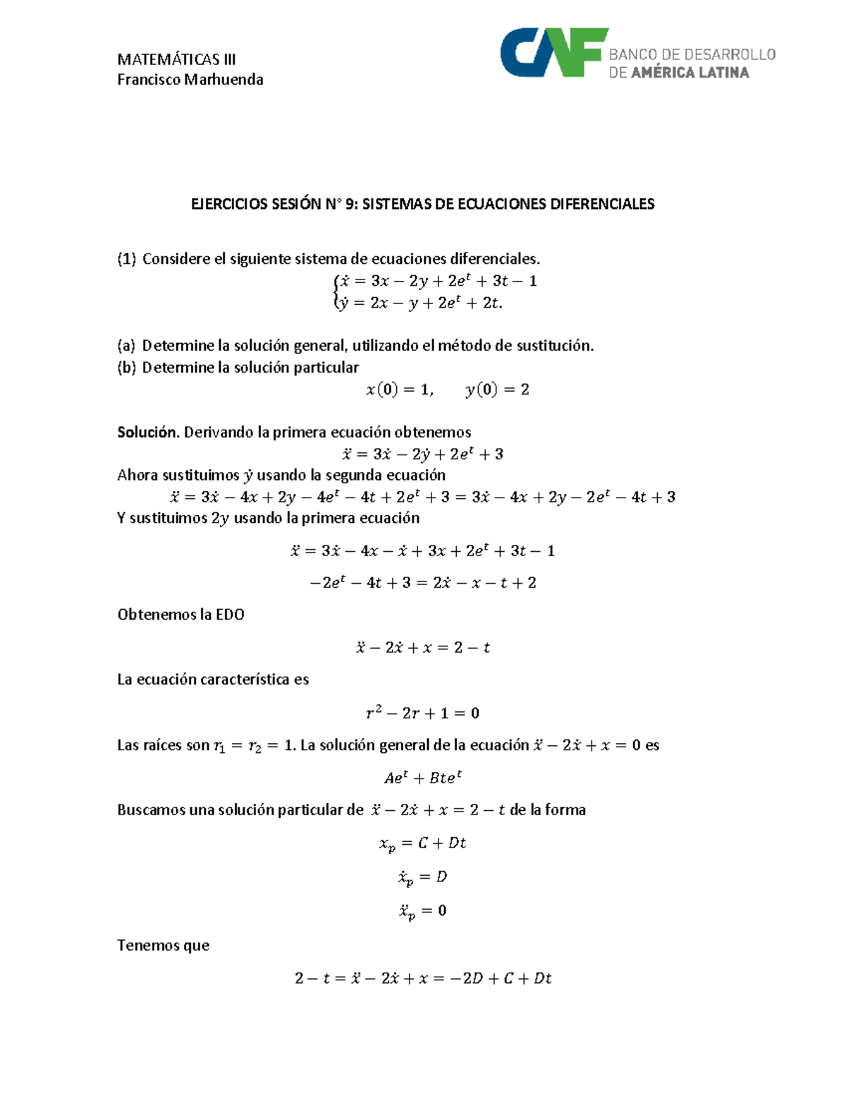 9-Sistemas De Ecuaciones Diferenciales-soluciones - Francisco Marhuenda ...