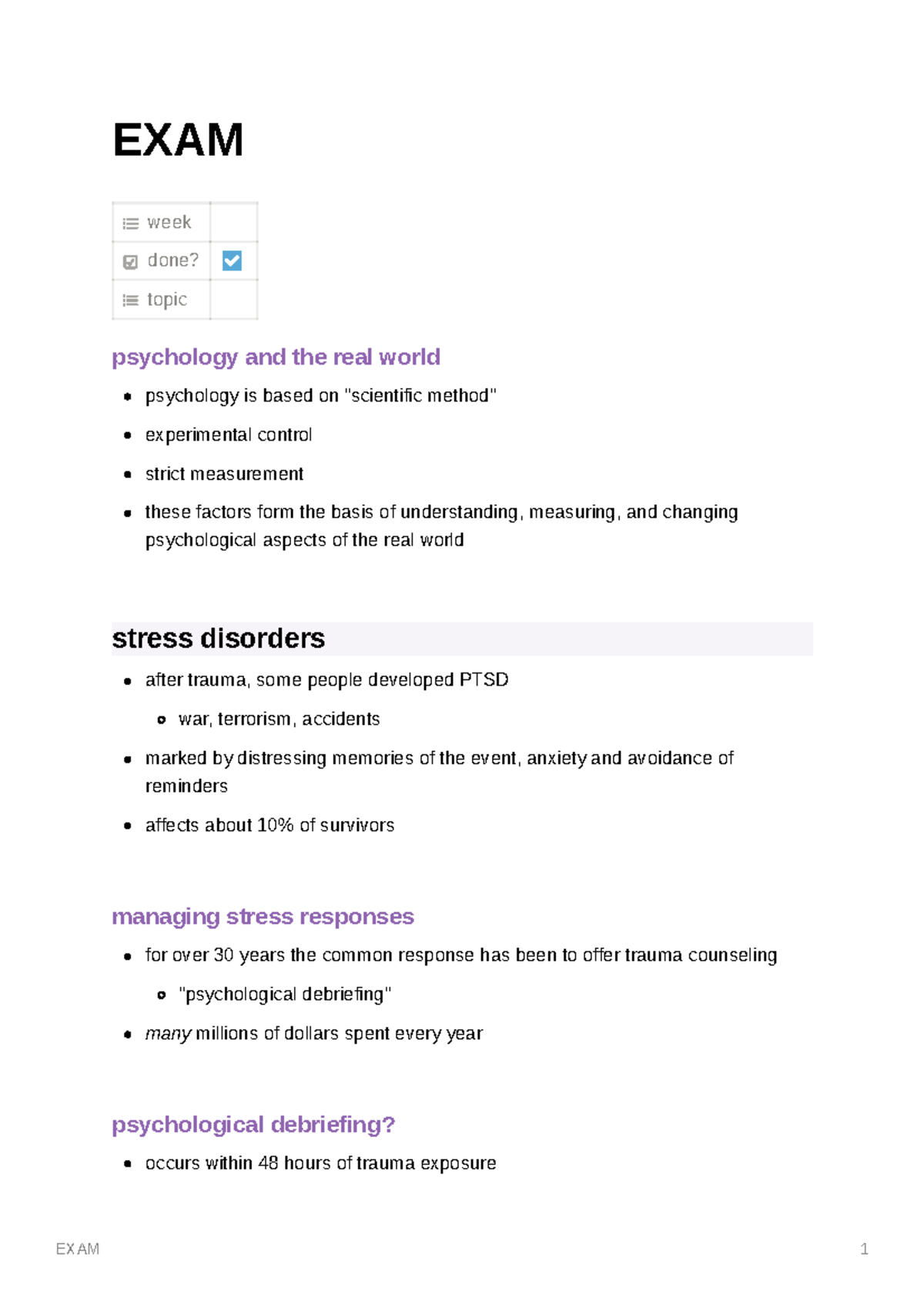 Psyc 1A complete notes - EXAM week done? topic psychology and the real ...