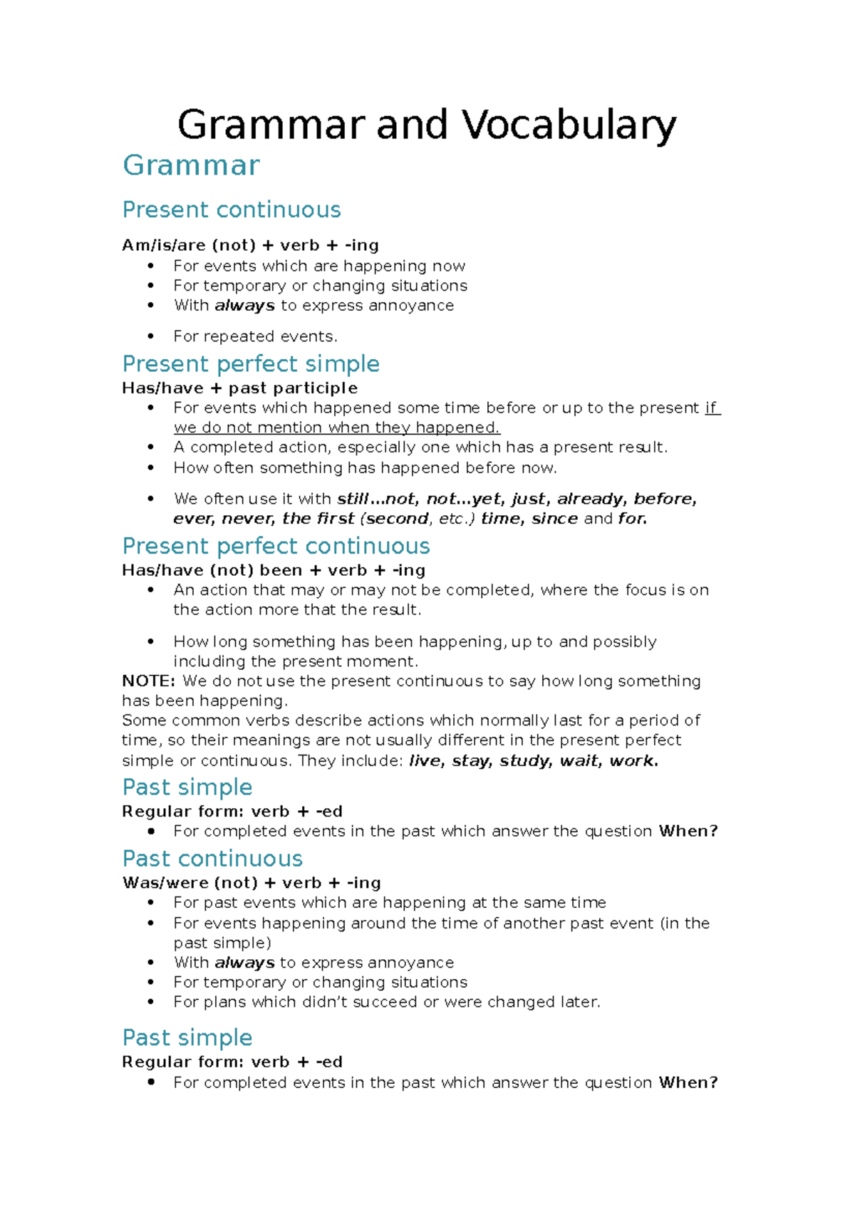 Grammar and Vocabulary Grammar and Vocabulary Grammar Present