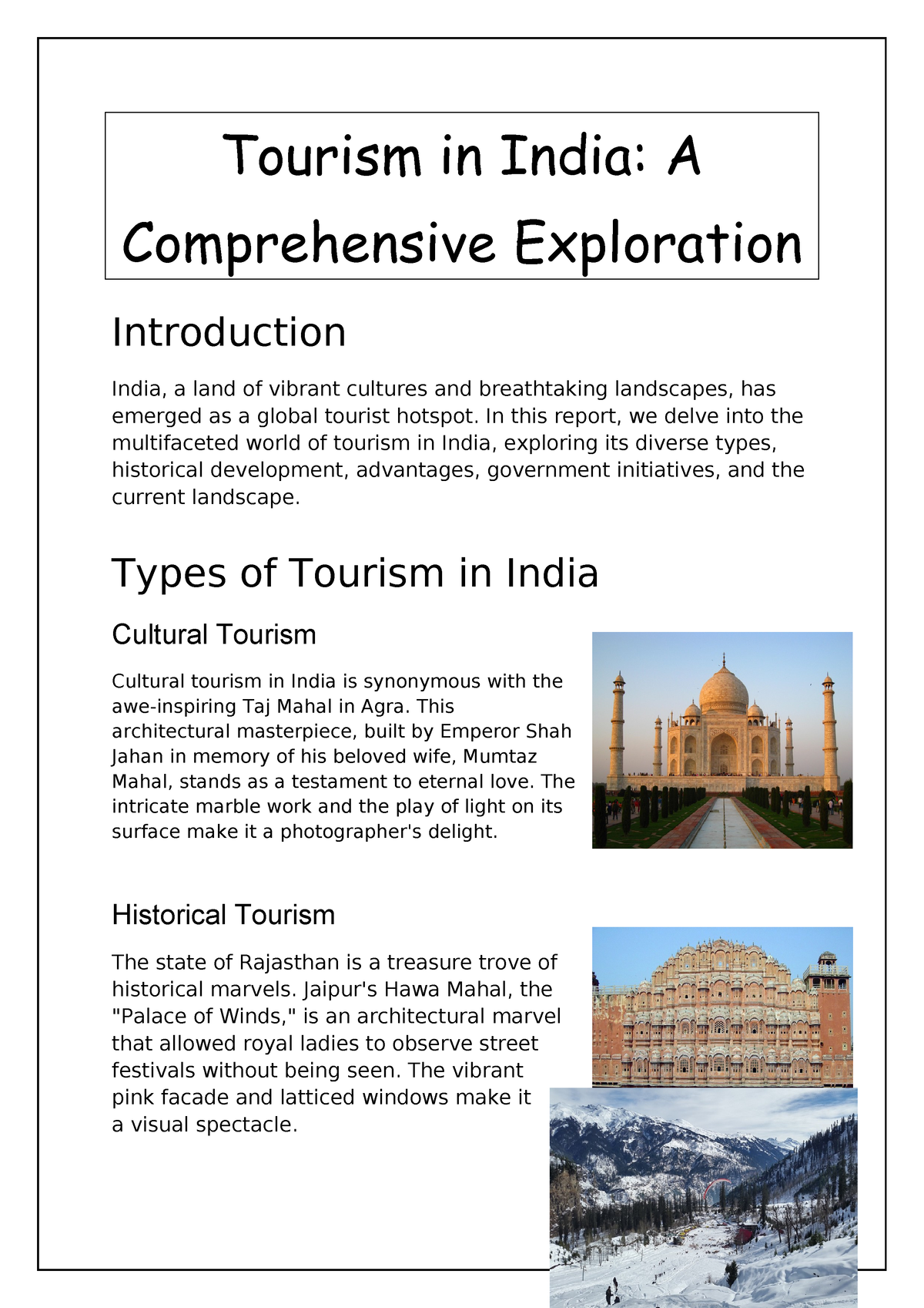 case study of tourism in india