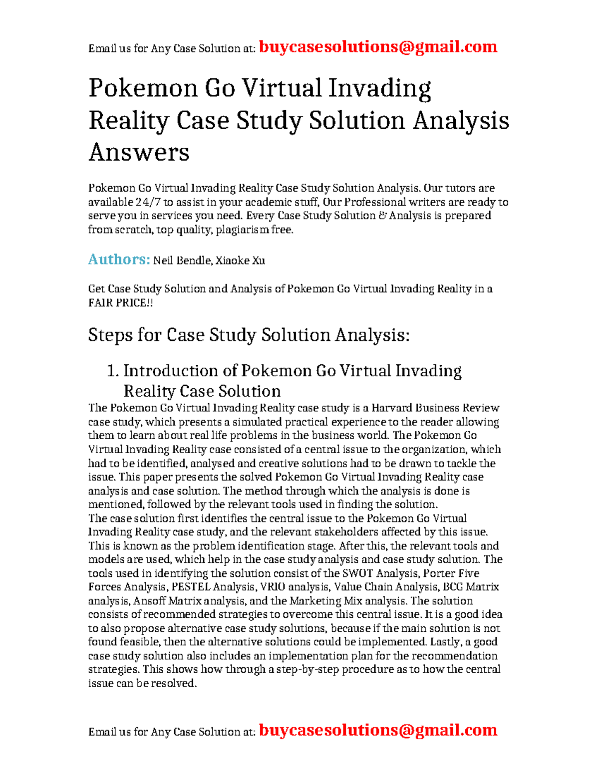 Case Solution Pokemon Go Virtual Invading Reality - Pokemon Go Virtual ...