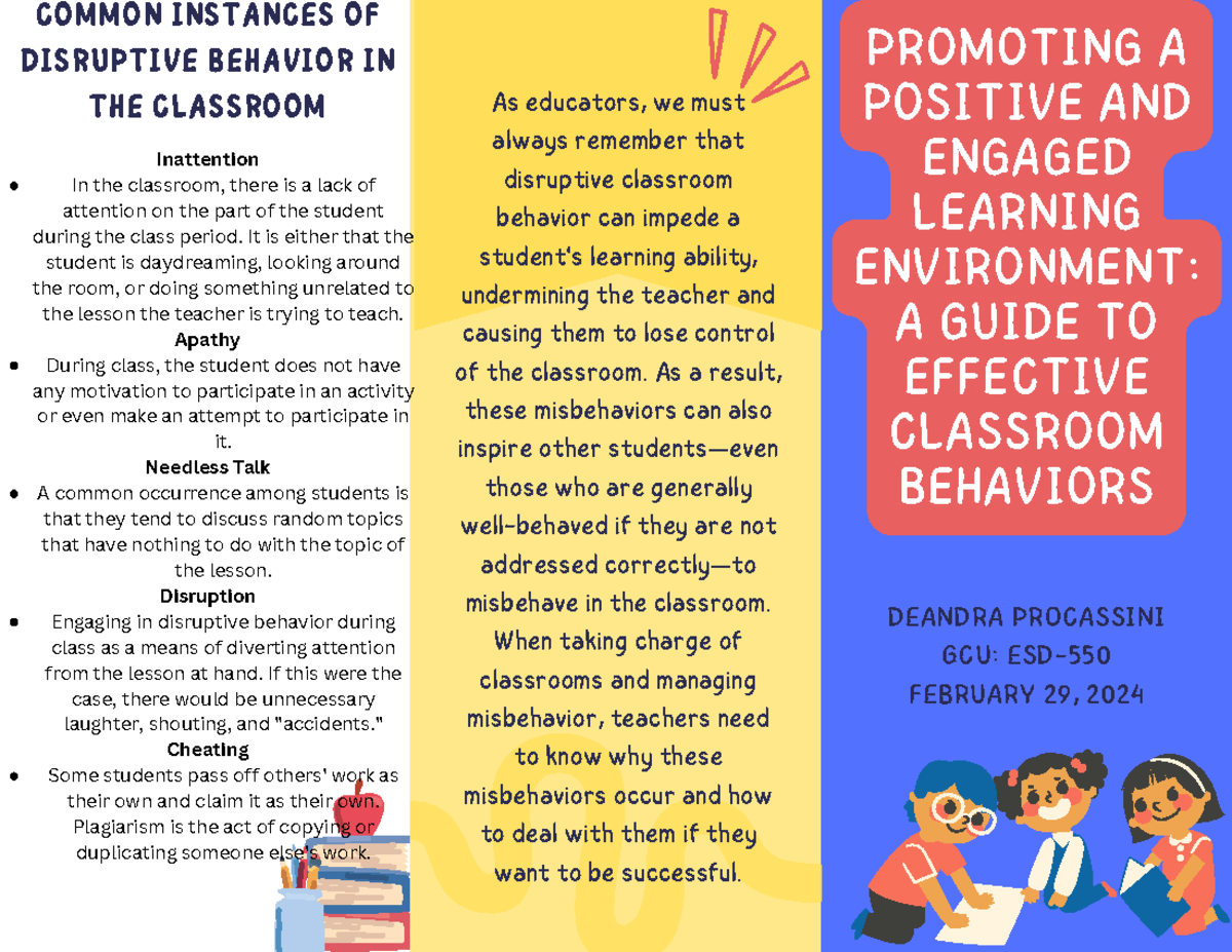 ESD 550 Classroom Behaviors Brochure - PROMOTING A POSITIVE AND ENGAGED ...