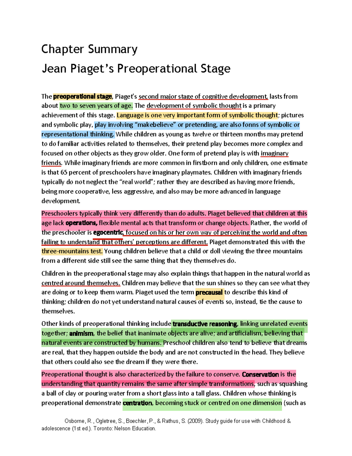 Folder 6 Independent Review Chapter Summary Jean Piaget s