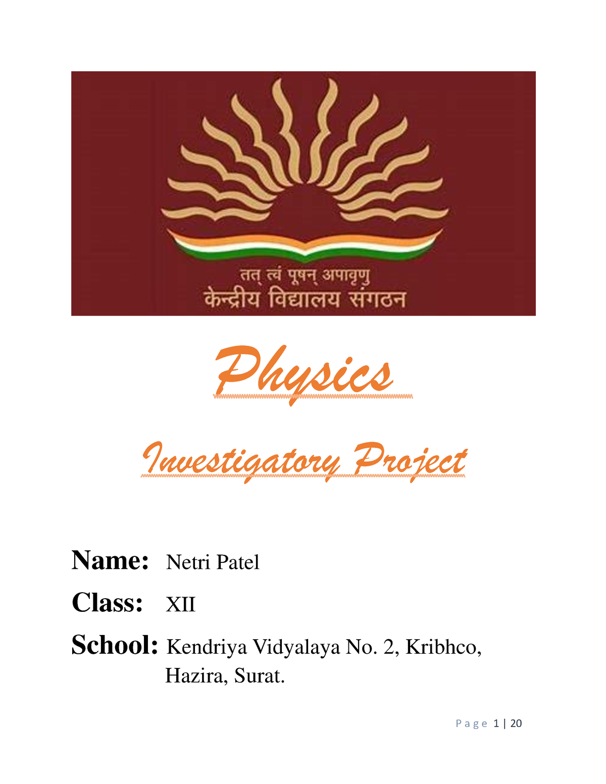 Physics Investogatory Project - Investigatory File Physics - Studocu