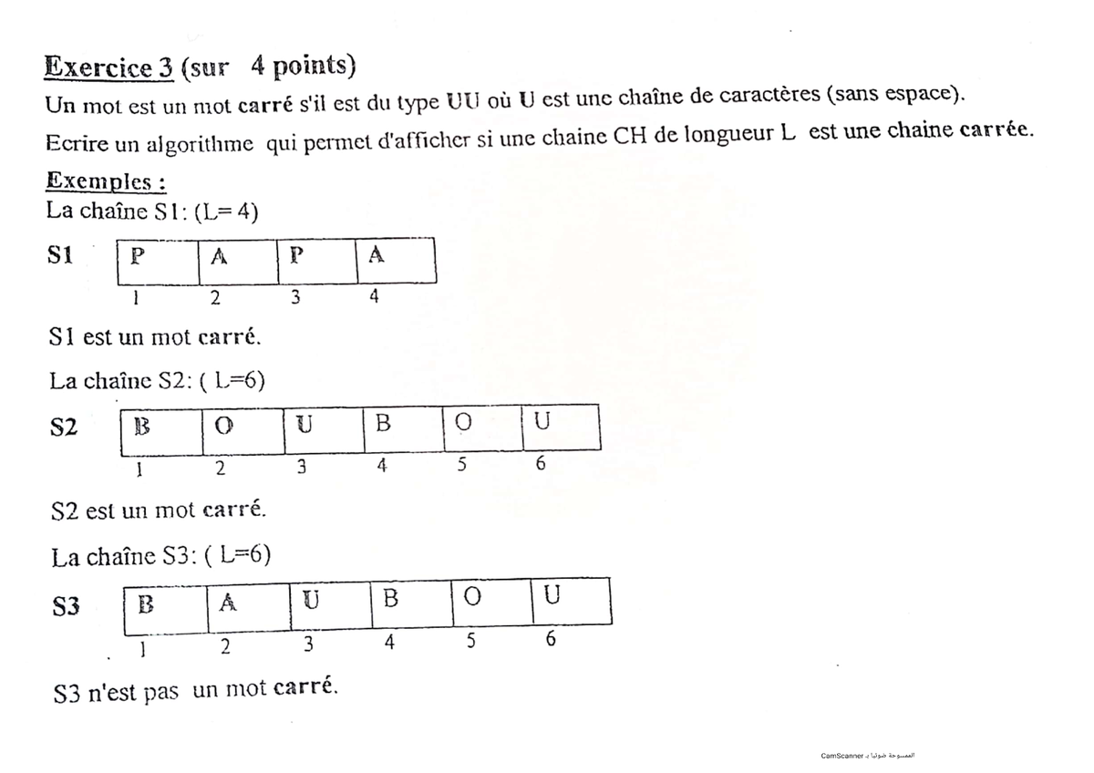 Exercise De Algorithme Algorithmique Studocu