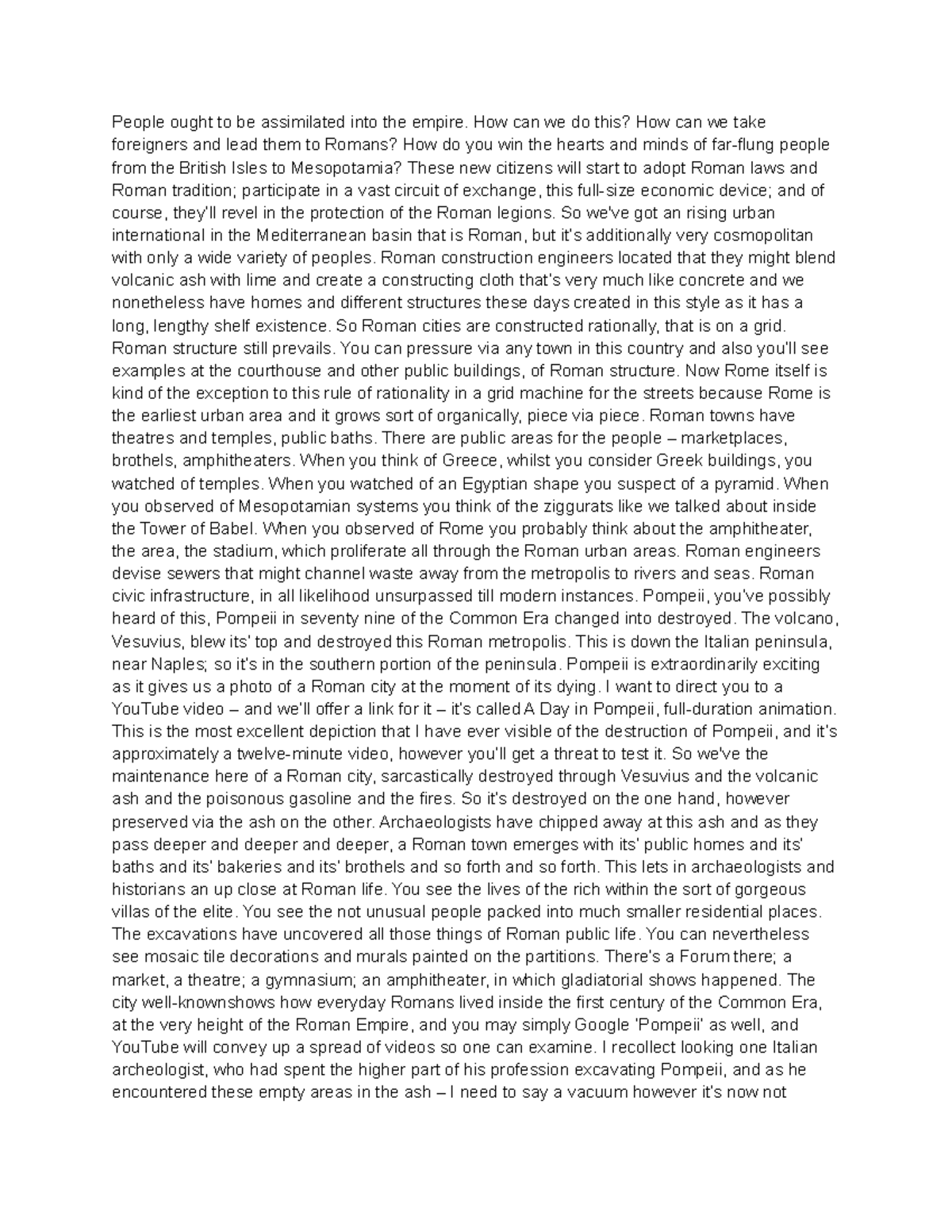 His 2311 Lesson 20 - Rome Cultural Life Part 2 - People ought to be ...