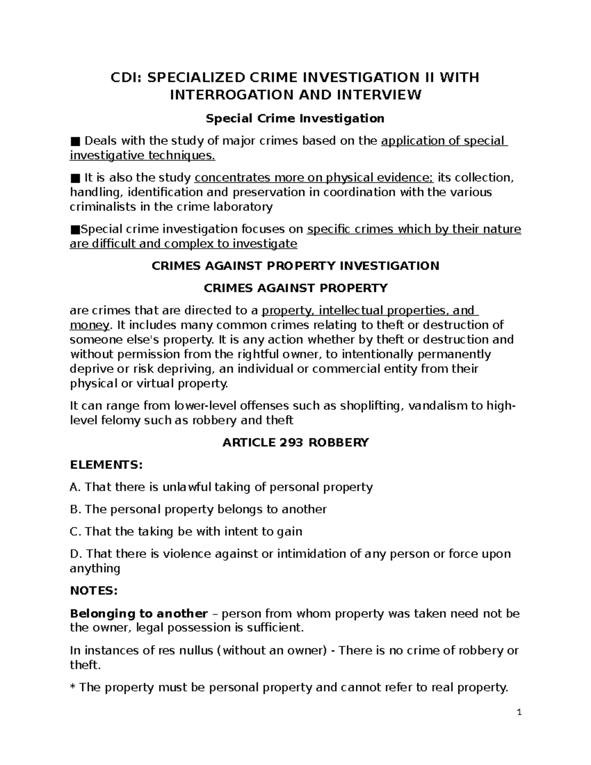 Cicap 2 Reviewer 1 - This can help u - CDI: SPECIALIZED CRIME ...