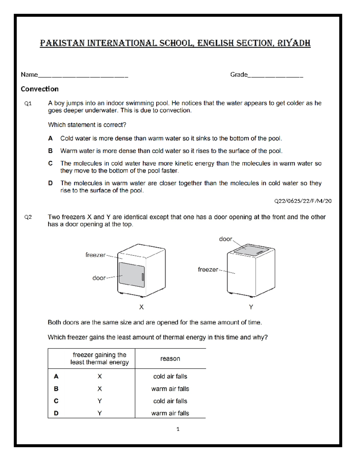 worksheet of convection or just overall for all the chapters idk urdu