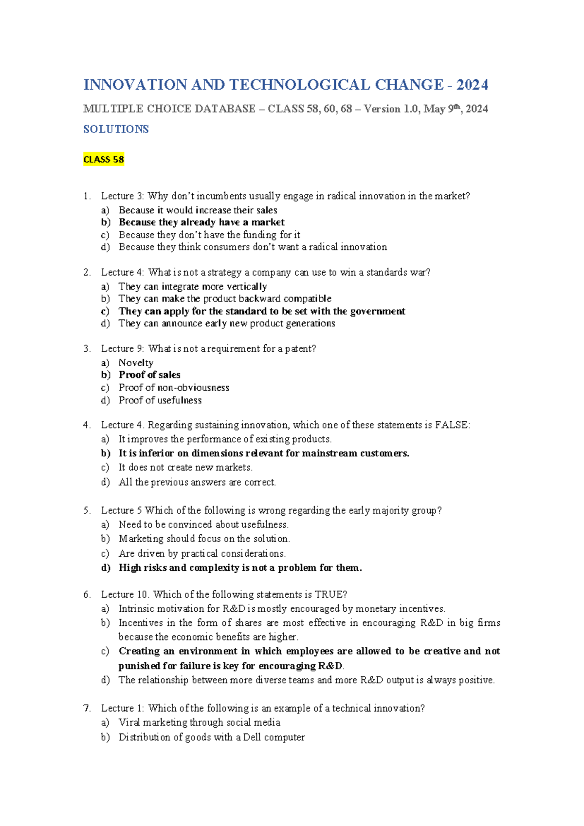 Multiple choice database v1.0 - 58 - 60 - 68 - 2024 - Solutions ...