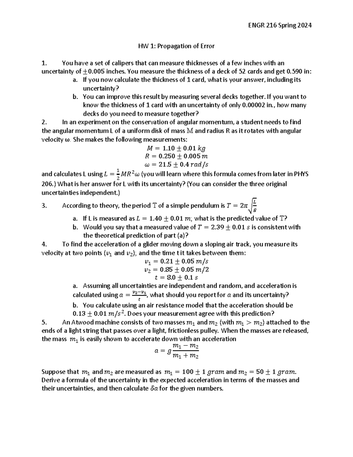 ENGR 216 HW11 This sis the pratice HW for the PhYS 216 ENGR 216