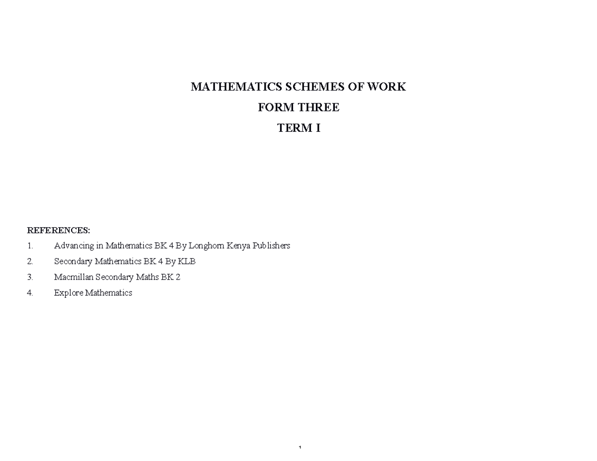 Math Scheme Form 3 NEW - .... - MATHEMATICS SCHEMES OF WORK FORM THREE ...
