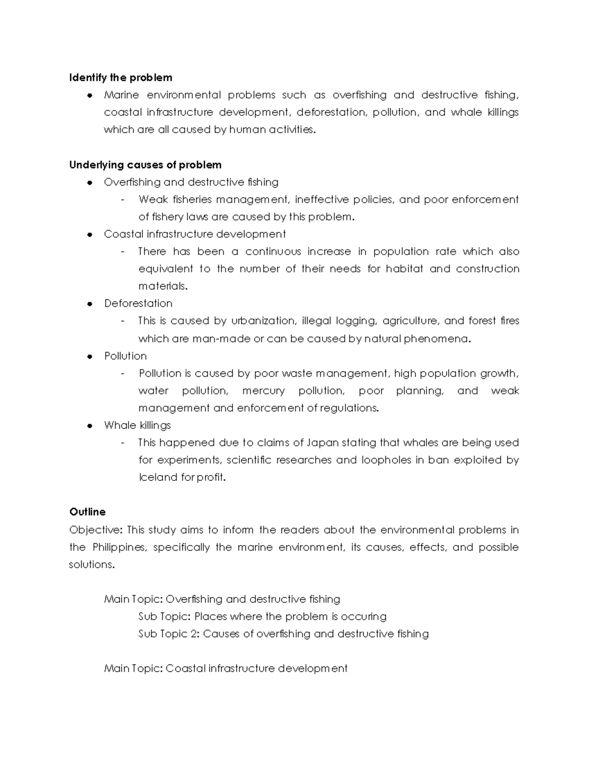 Environmental Management - Identify the problem Marine environmental ...