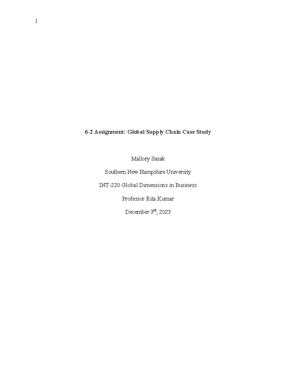 6-2 Assignment Global Supply Chain Case Study - 's challenges in ...