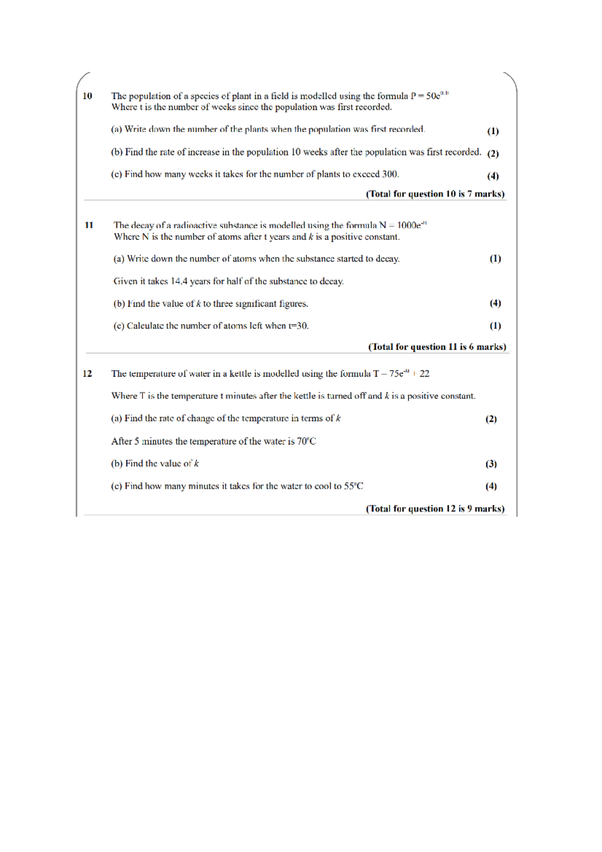 Logarithmic modellling questions MATH2102 Studocu