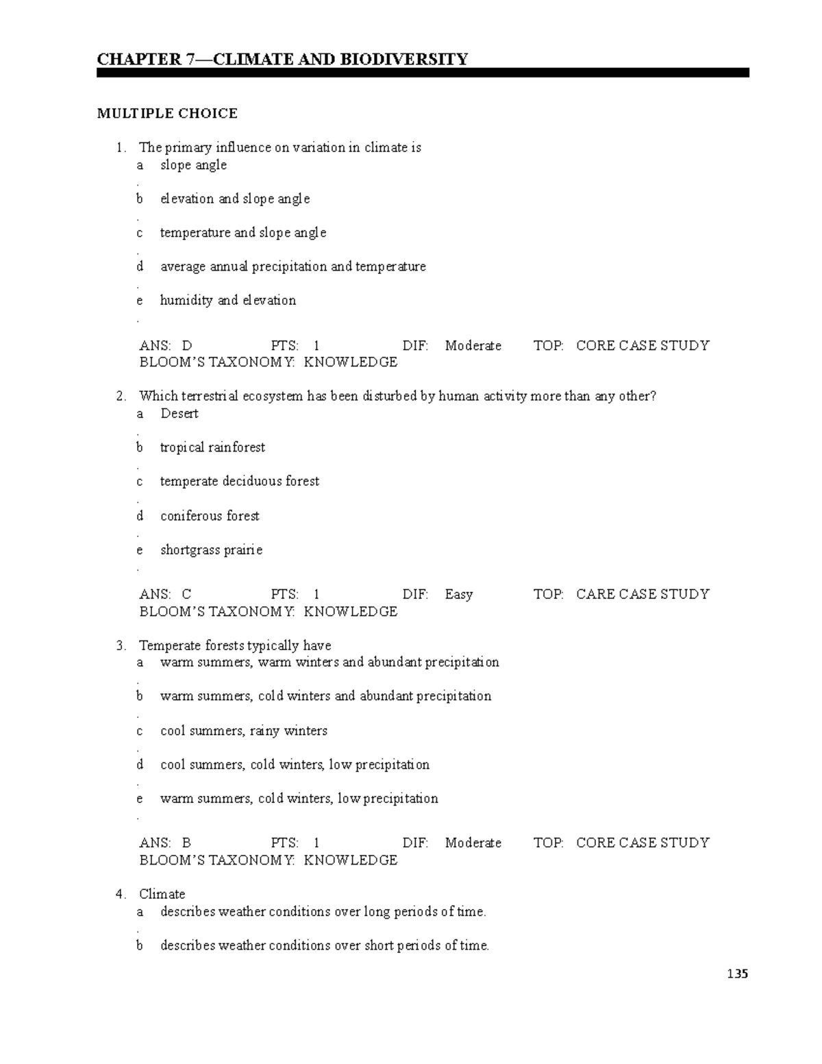 Chap 07 - Environmental Science - CHAPTER 7—CLIMATE AND BIODIVERSITY ...