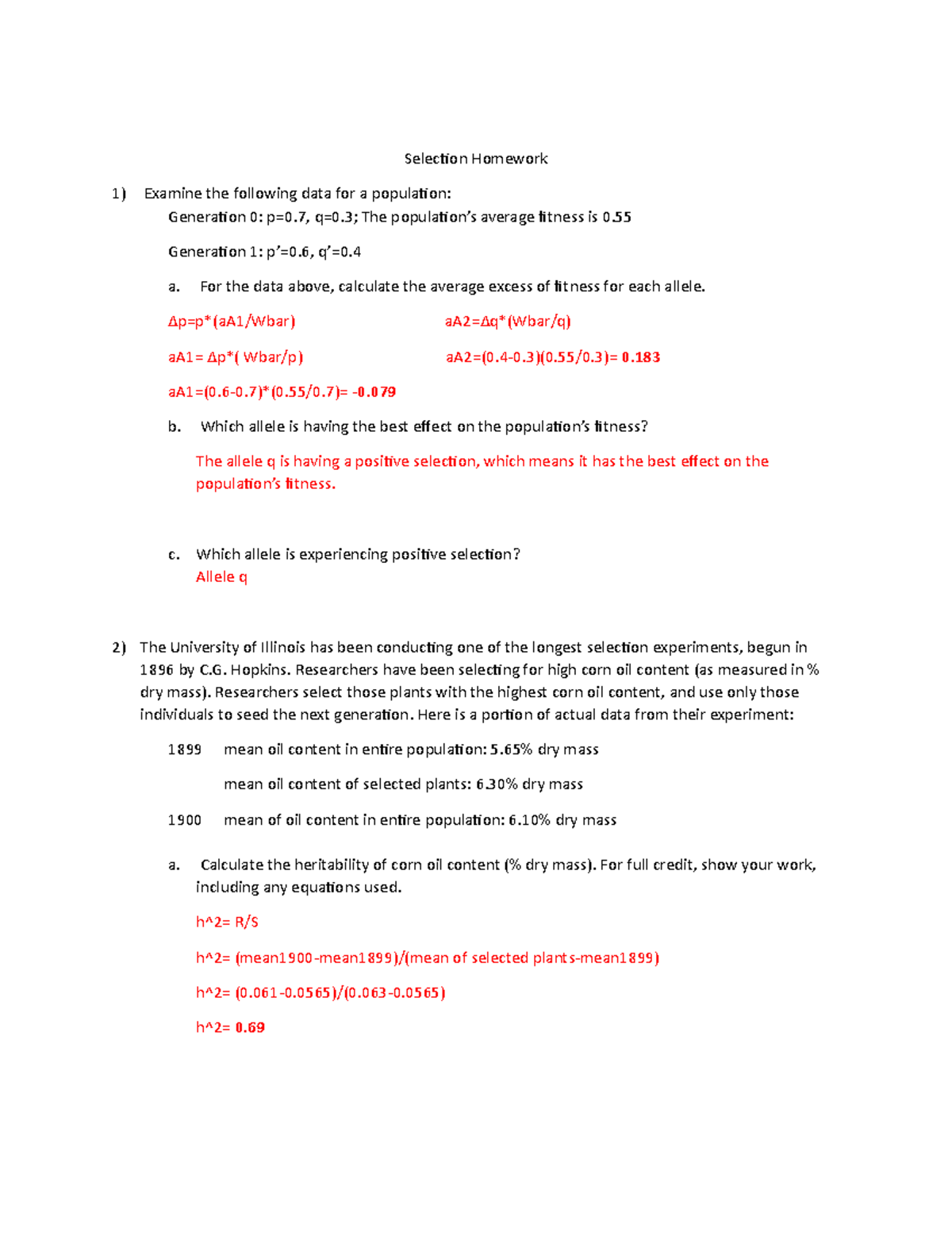 Selection Homework Zarmina Selection Homework Examine the following