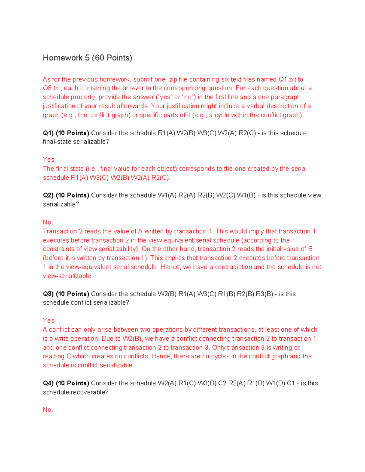 Homework 5 With Solution - Homework 5 (60 Points) As For The Previous ...