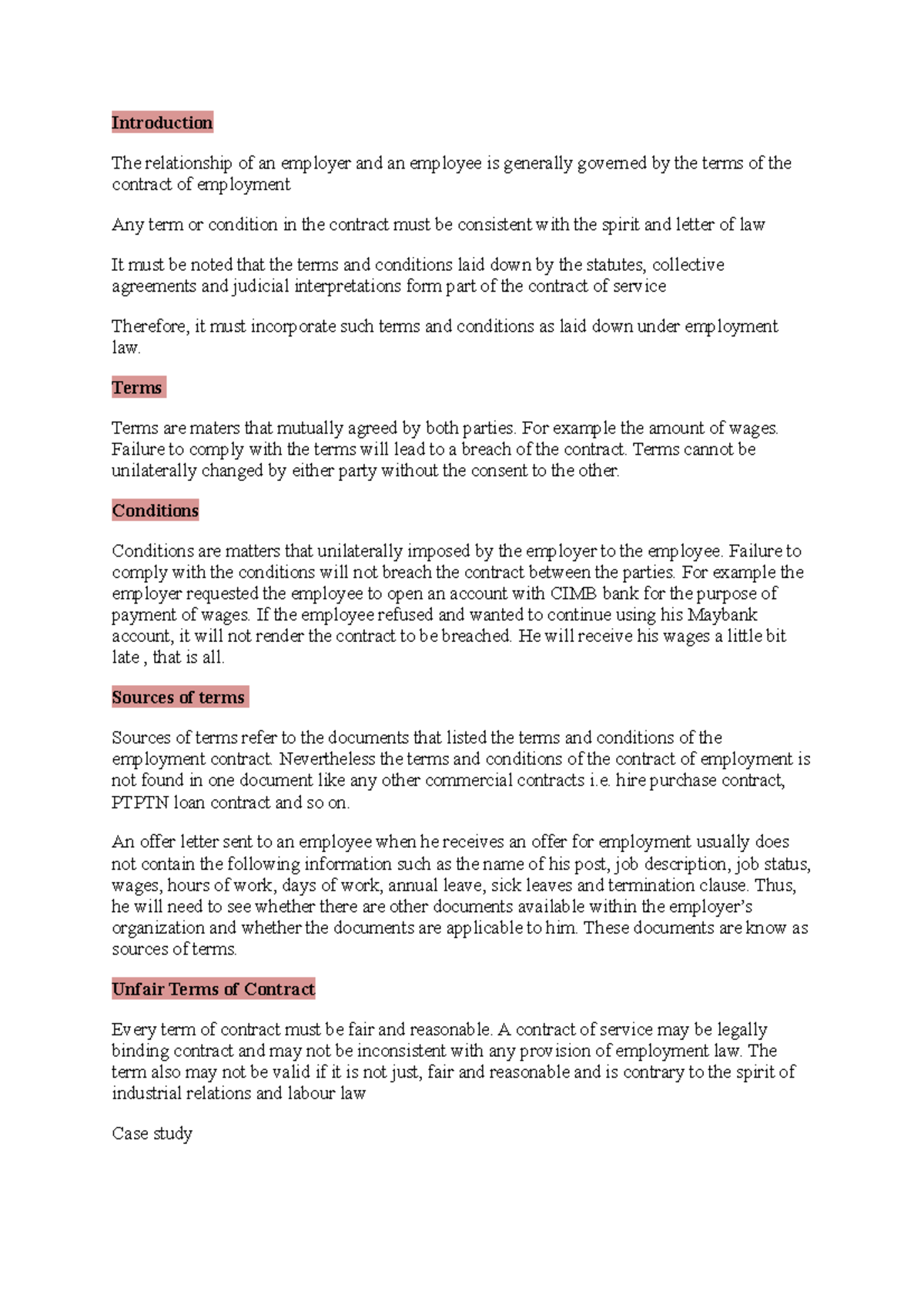 Contract of Employment - Introduction The relationship of an employer ...
