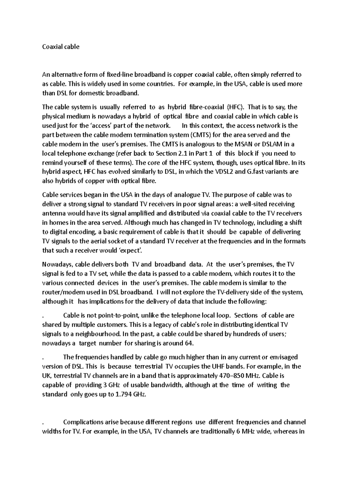 Block 3 - part 3 - 4 - Coaxial cable An alternative form of fixed-line ...
