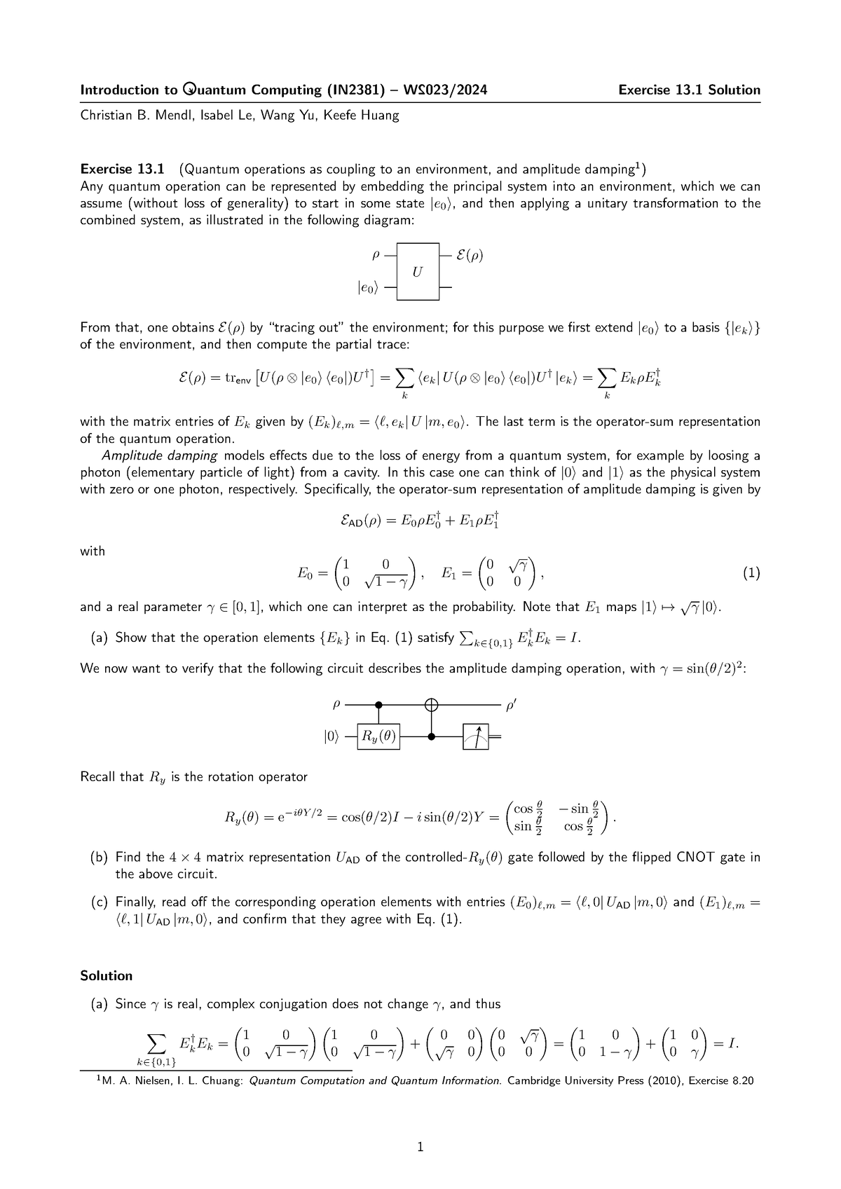 Exercise 13 - Introduction To Uantum Computing (IN2381) – W 2 023/2024 ...