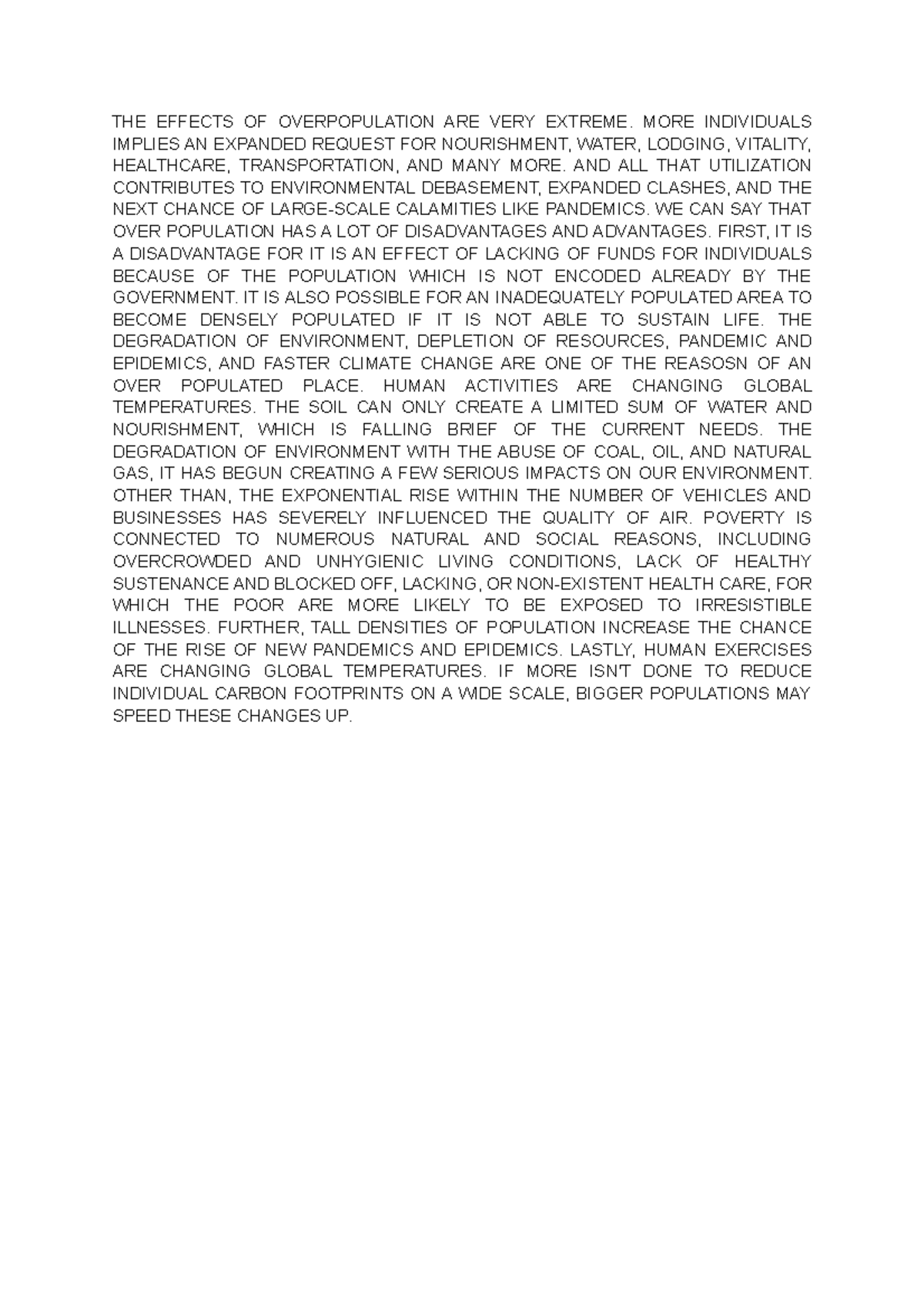 THE Effects OF Overpopulation ARE VERY Extreme - THE EFFECTS OF ...