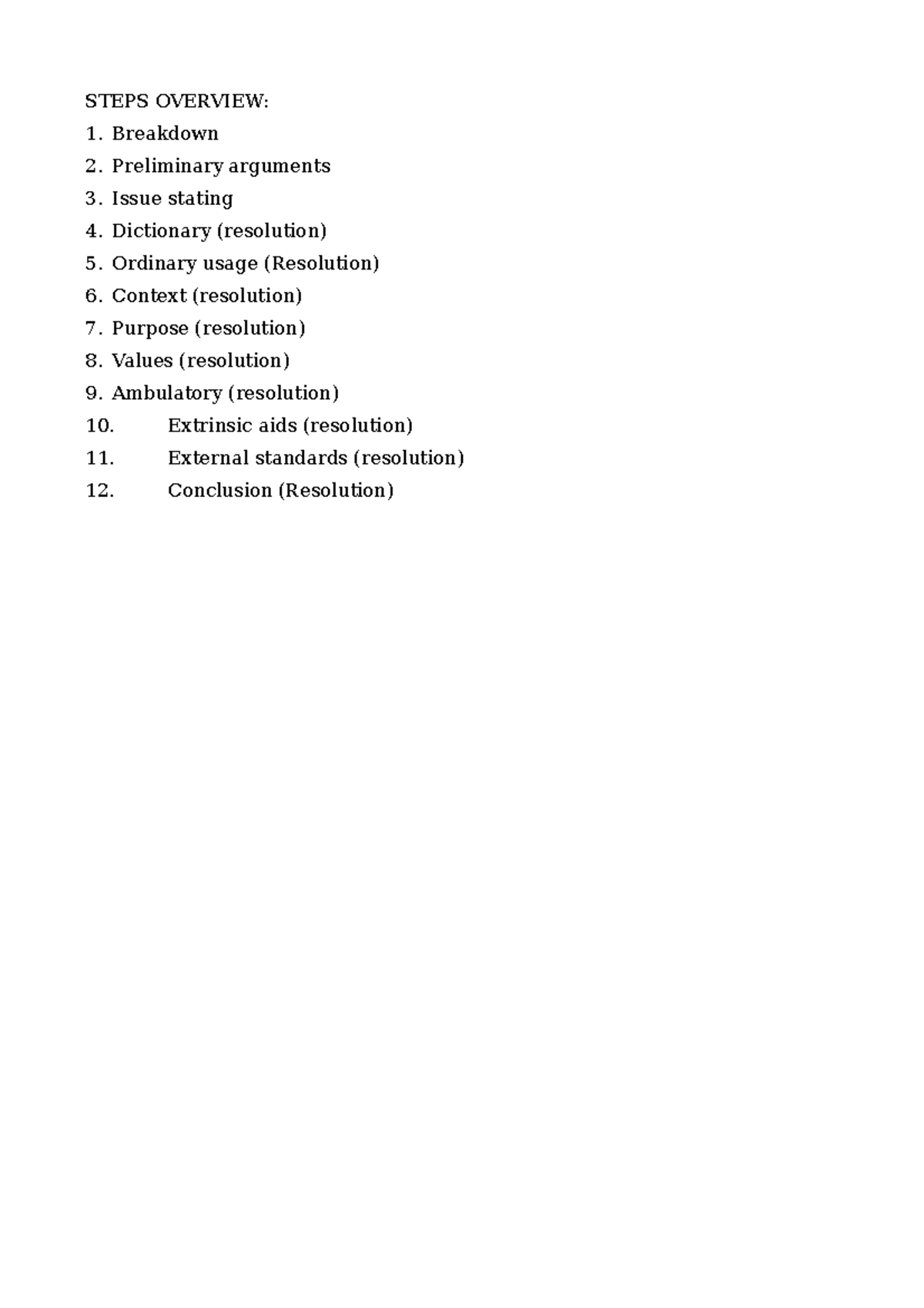 LAWS 123 - Finals - STEPS OVERVIEW: Breakdown Preliminary arguments ...