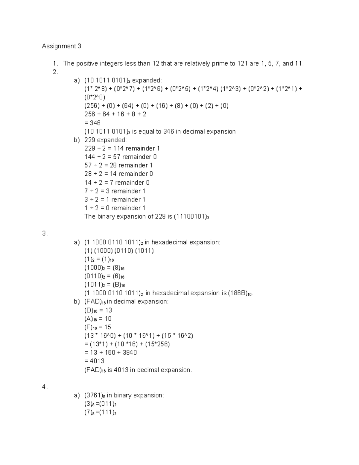 Assignment 3- Discrete Math - Assignment 3 1. The positive integers ...