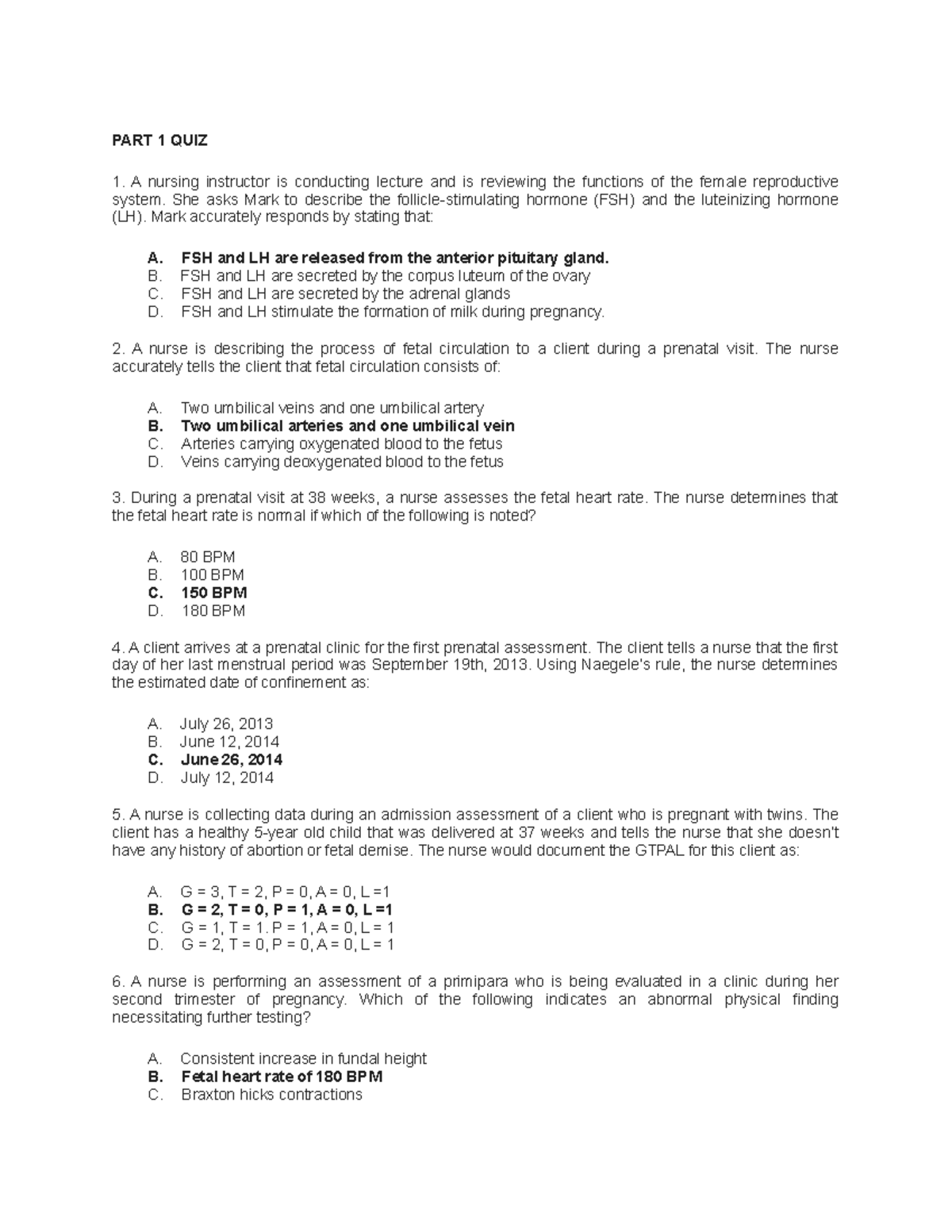 CA Midterm AND Future Reviewer - PART 1 QUIZ A nursing instructor is ...