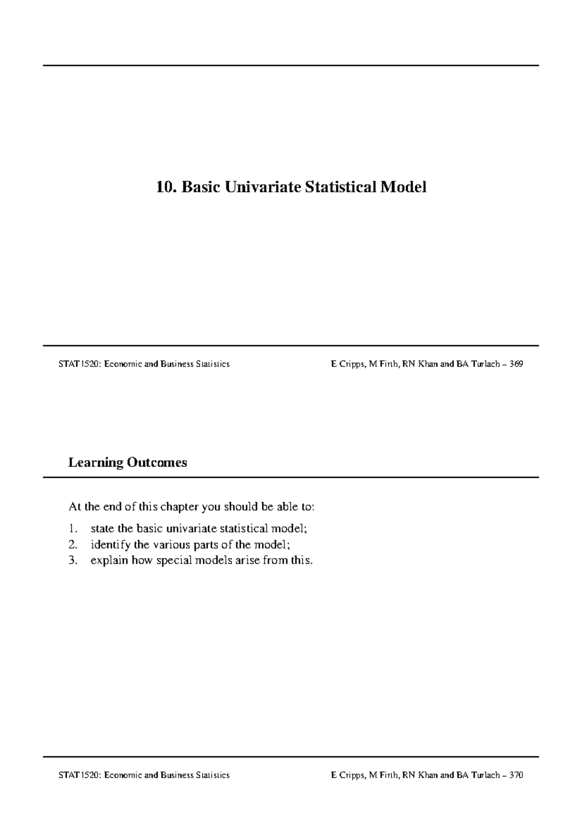 13694283 - lecture 7 - 10. Basic Univariate Statistical Model STAT1520 ...