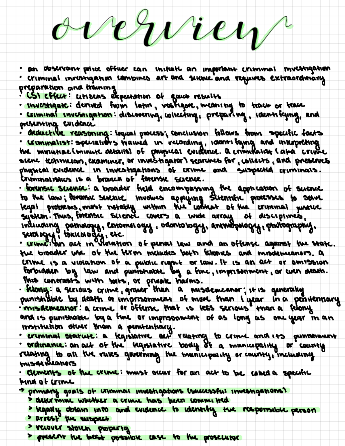 Spring 2023–Criminal Investigation Overview - · an observant police ...