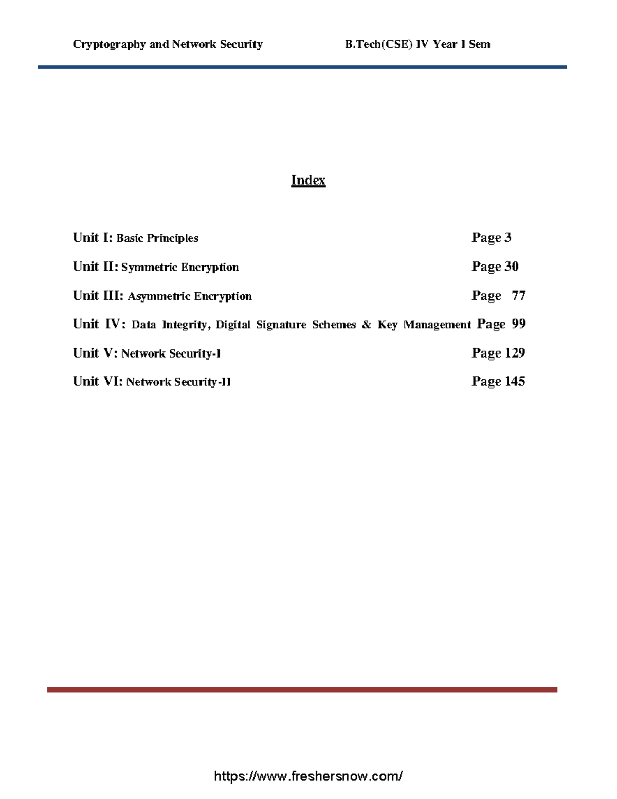 Jntuk R20 B.Tech CSE 32 CNS Unit 1 Notes Index Unit I Basic