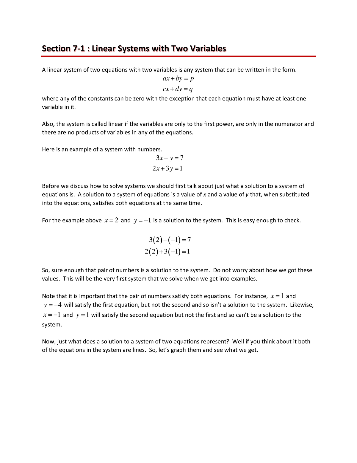 system-of-linear-equations-section-7-1-linear-systems-with-two