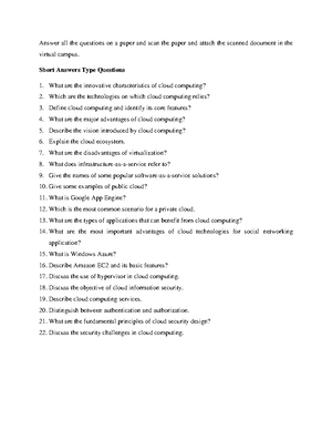 Cloud Computing Questions