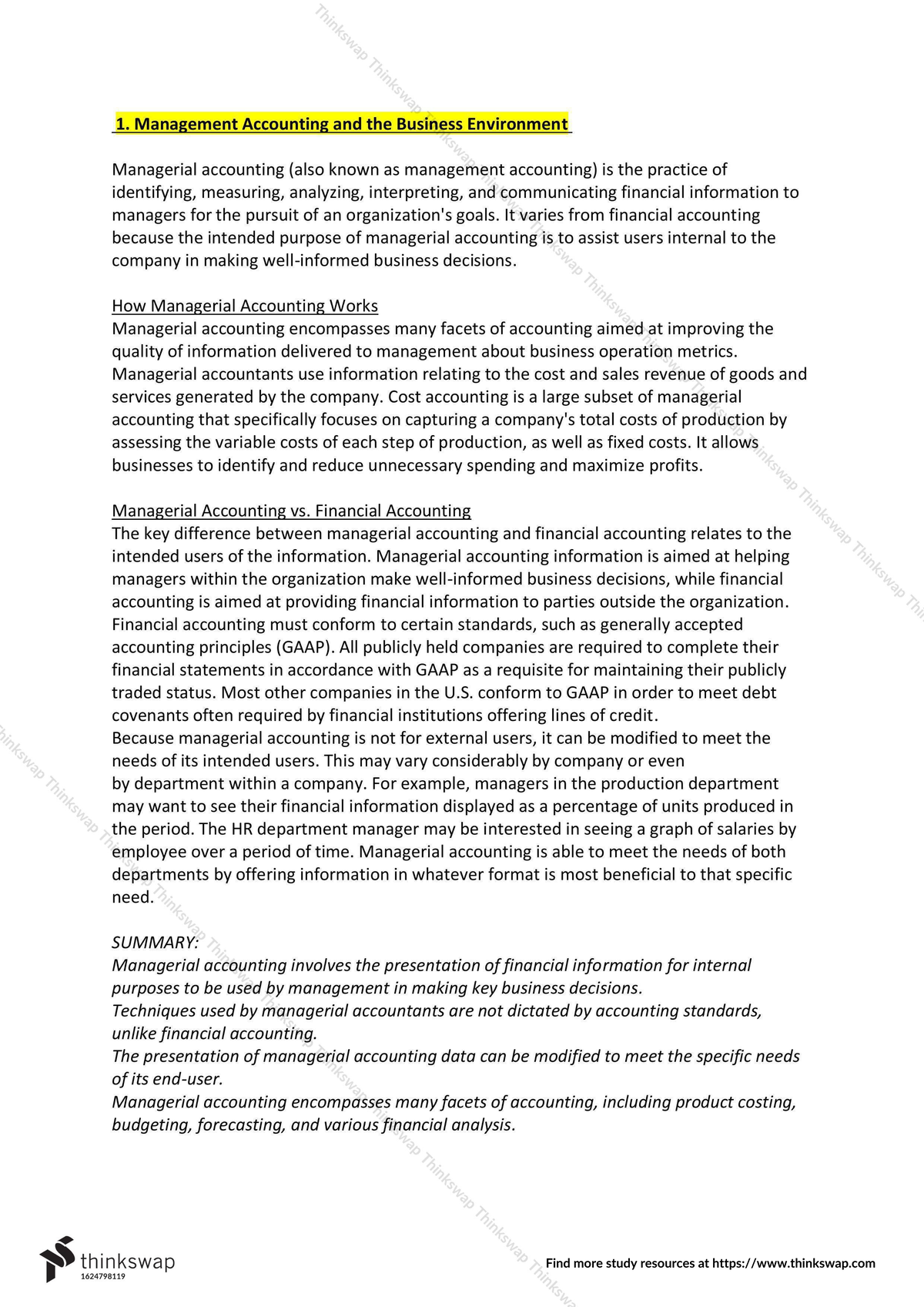 221 notes - > Managerial accounting (also known as management ...