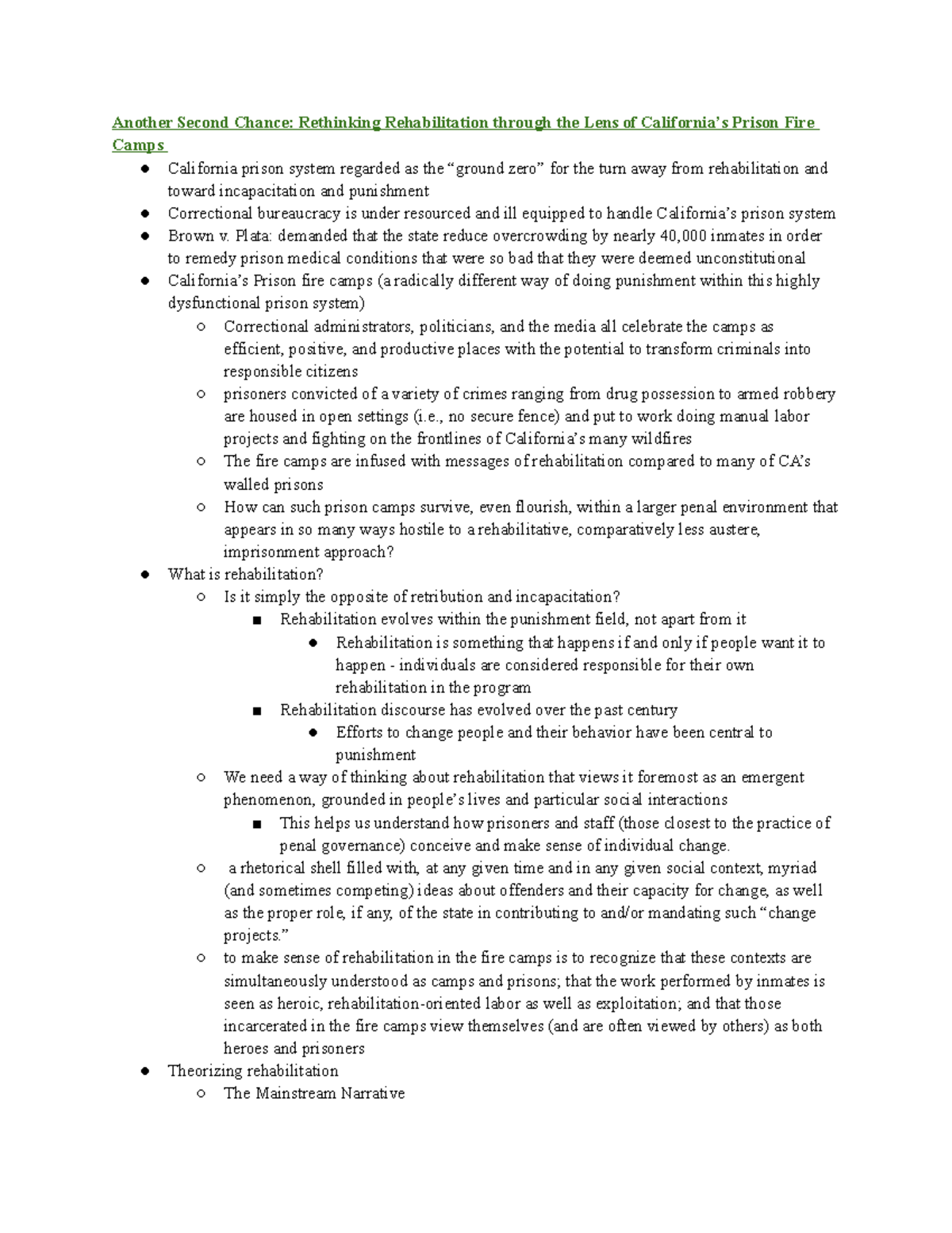 Discussion Leader Reading Notes Another Second Chance Rethinking