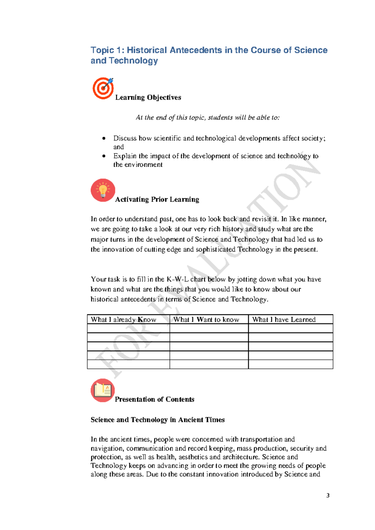 STS Module 1 - Chapter 1 - Topic 1: Historical Antecedents in the ...