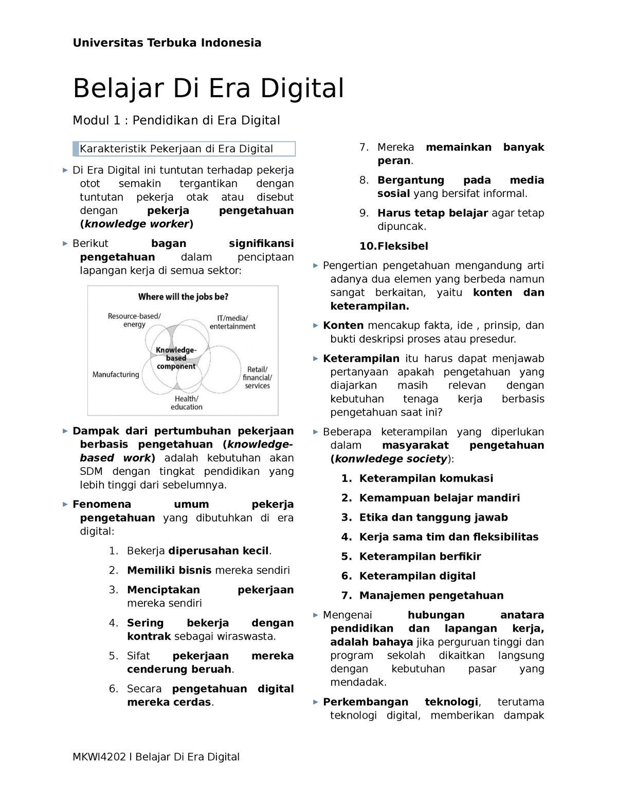 Rangkuman [MKWI 4202] Modul 1 Pendidikan Di Era Digital - Belajar Di ...