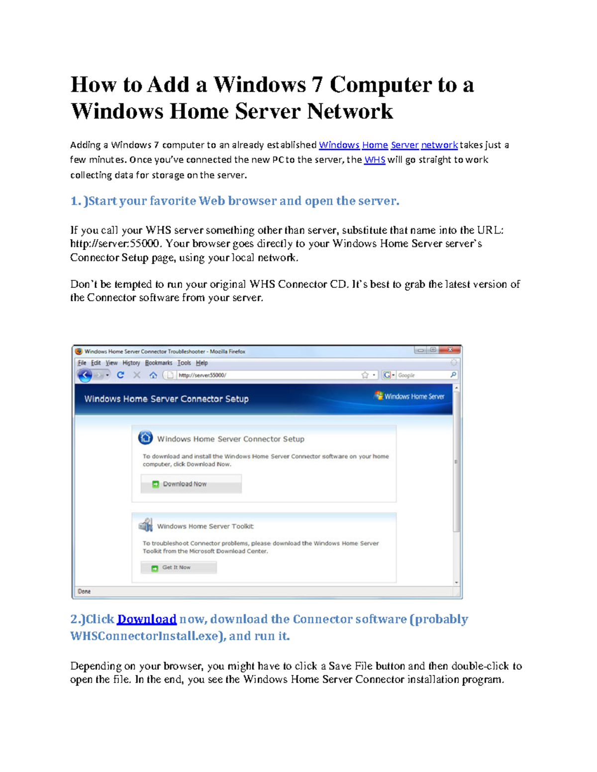 How to Add a Windows 7 Computer to a Windows Home Server Networ - Once ...