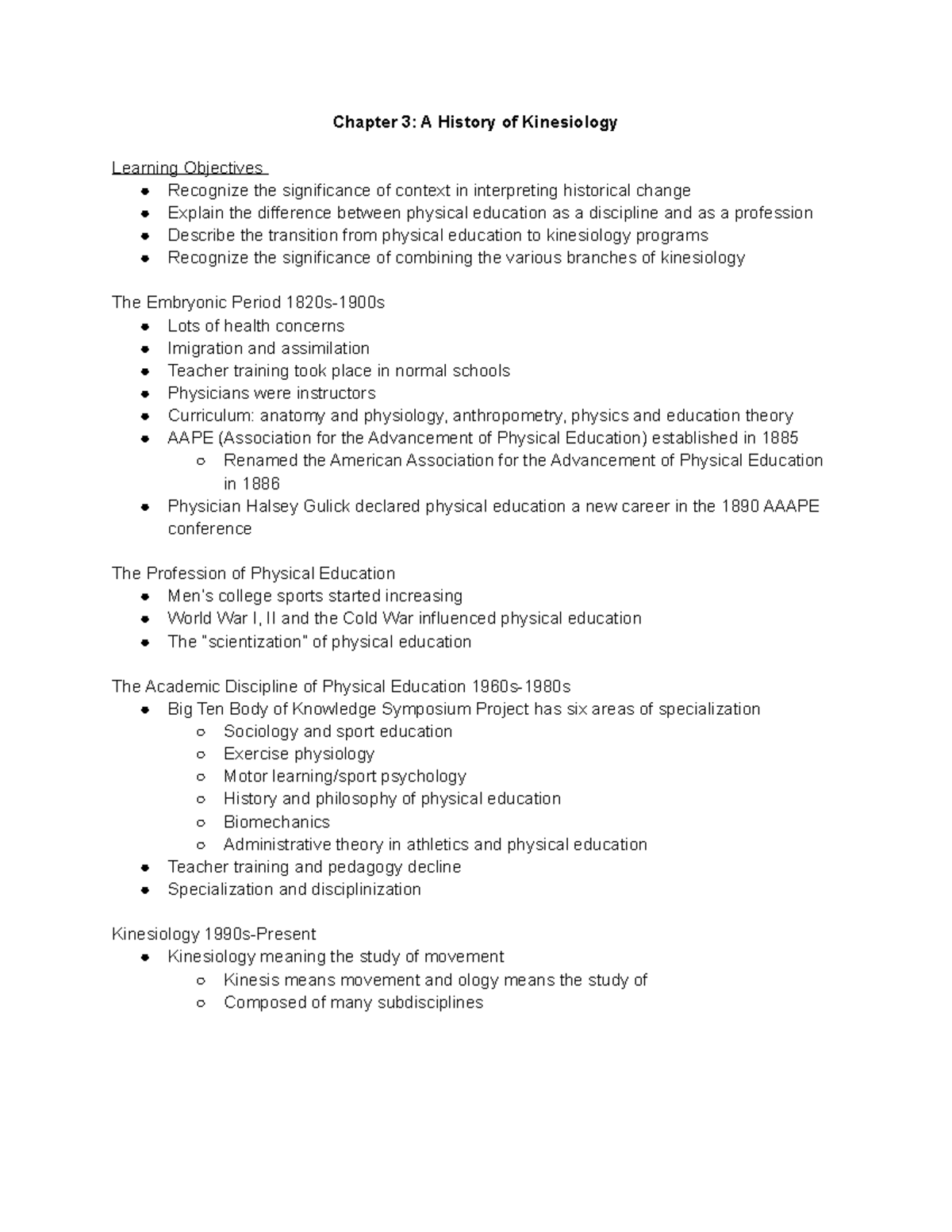 Chapter 3 A History of Kinesiology Chapter 3 A History of