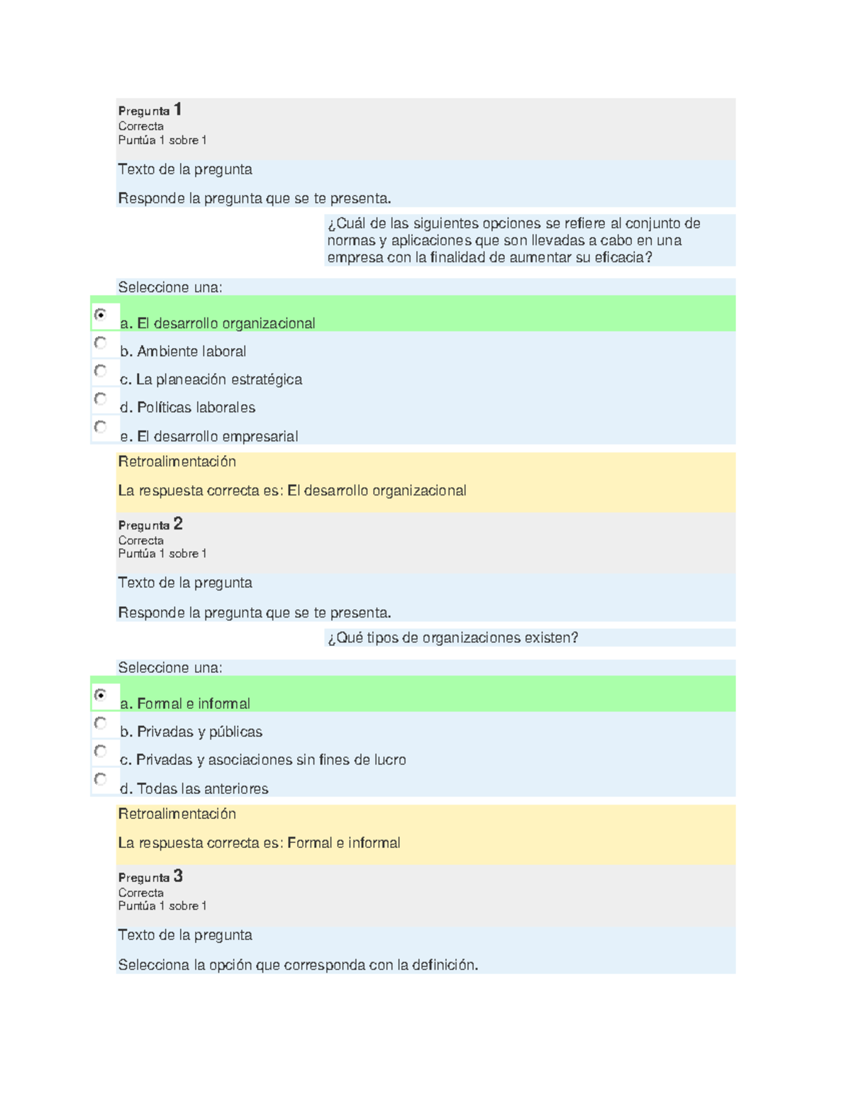 Intento 1 Examen 1 Desarrollo Organizacional - Pregunta 1 Correcta ...