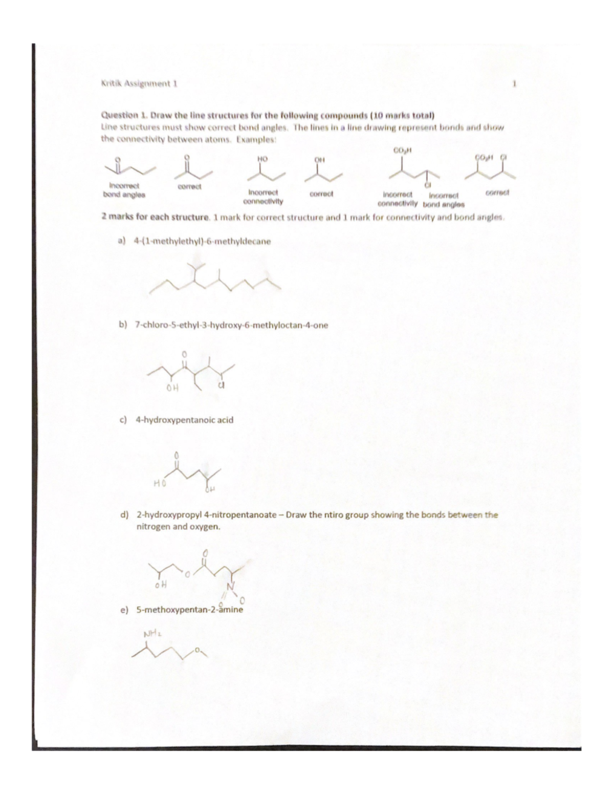 Kritik Assignment 1, Organic Chemistry - Chem 2a03 - Studocu