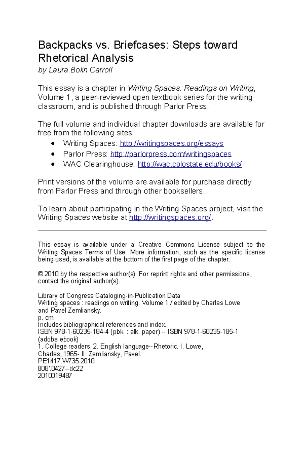 ENGL 101 Rhetorical analysis backpacksvsbriefcases Tagged