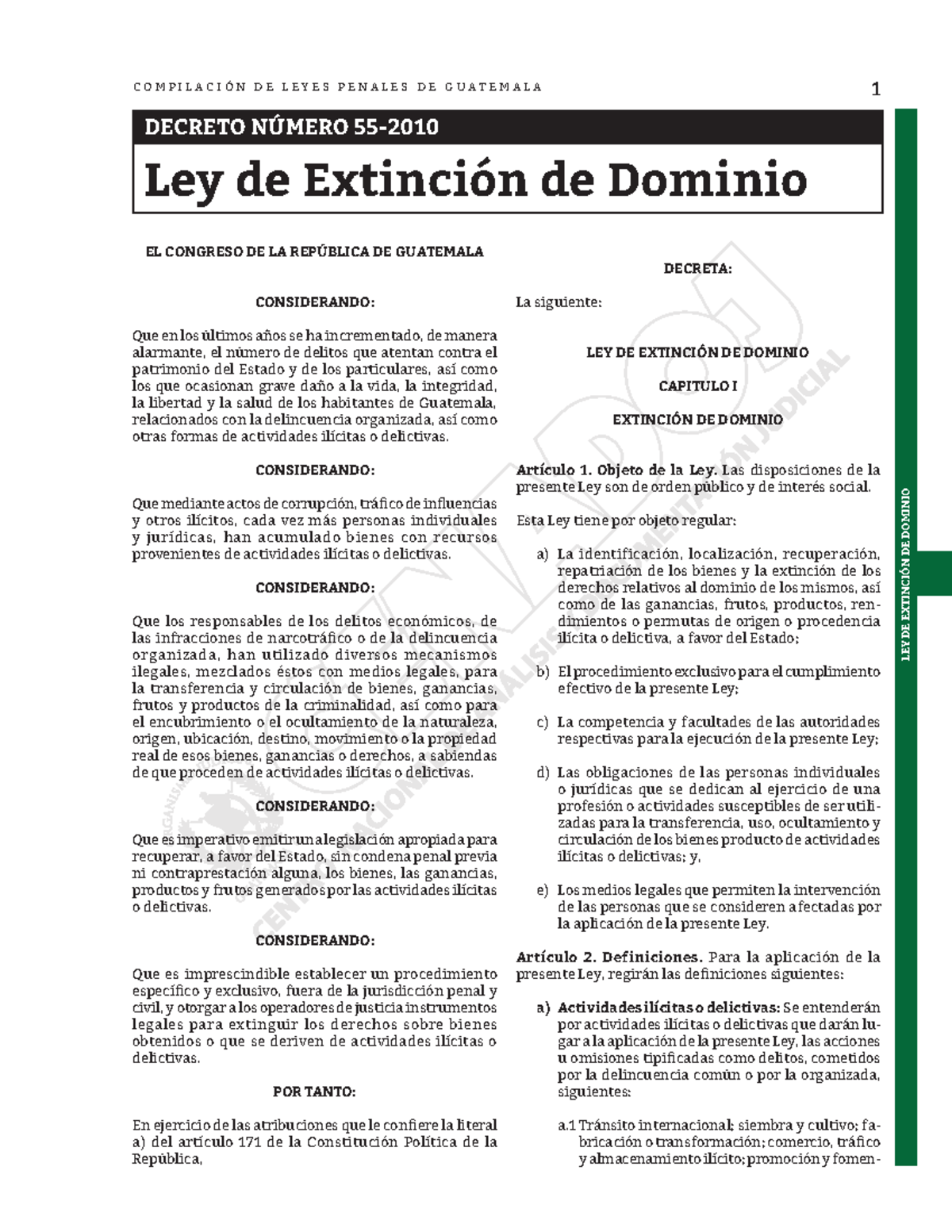 Ley Extincion Dominio 1 - 1 LEY DE EXTINCIÓN DE DOMINIO C O M P I L A C ...