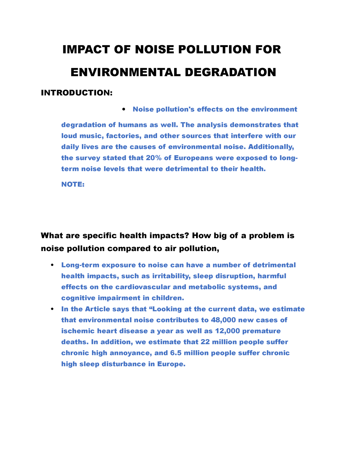 noise pollution research paper thesis