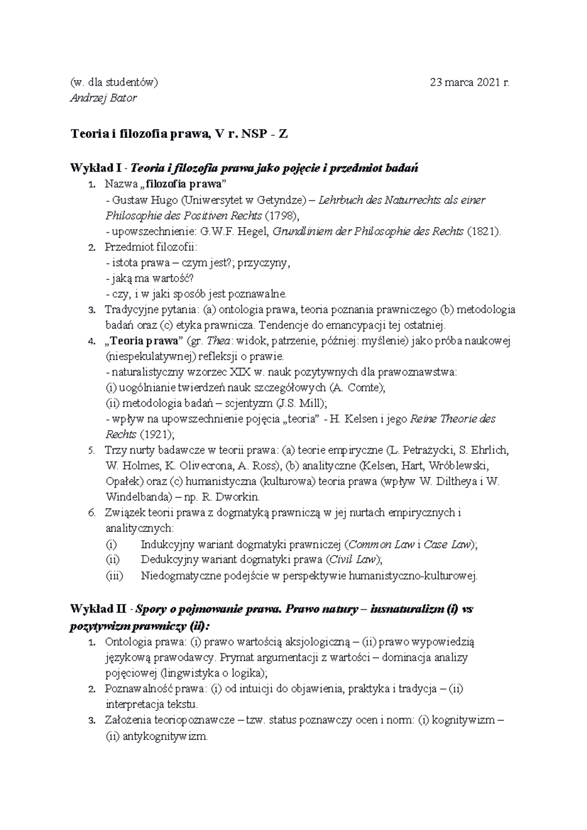 Andrzej Bator Wprowadzenie Do Nauk Prawnych www.studocu.com