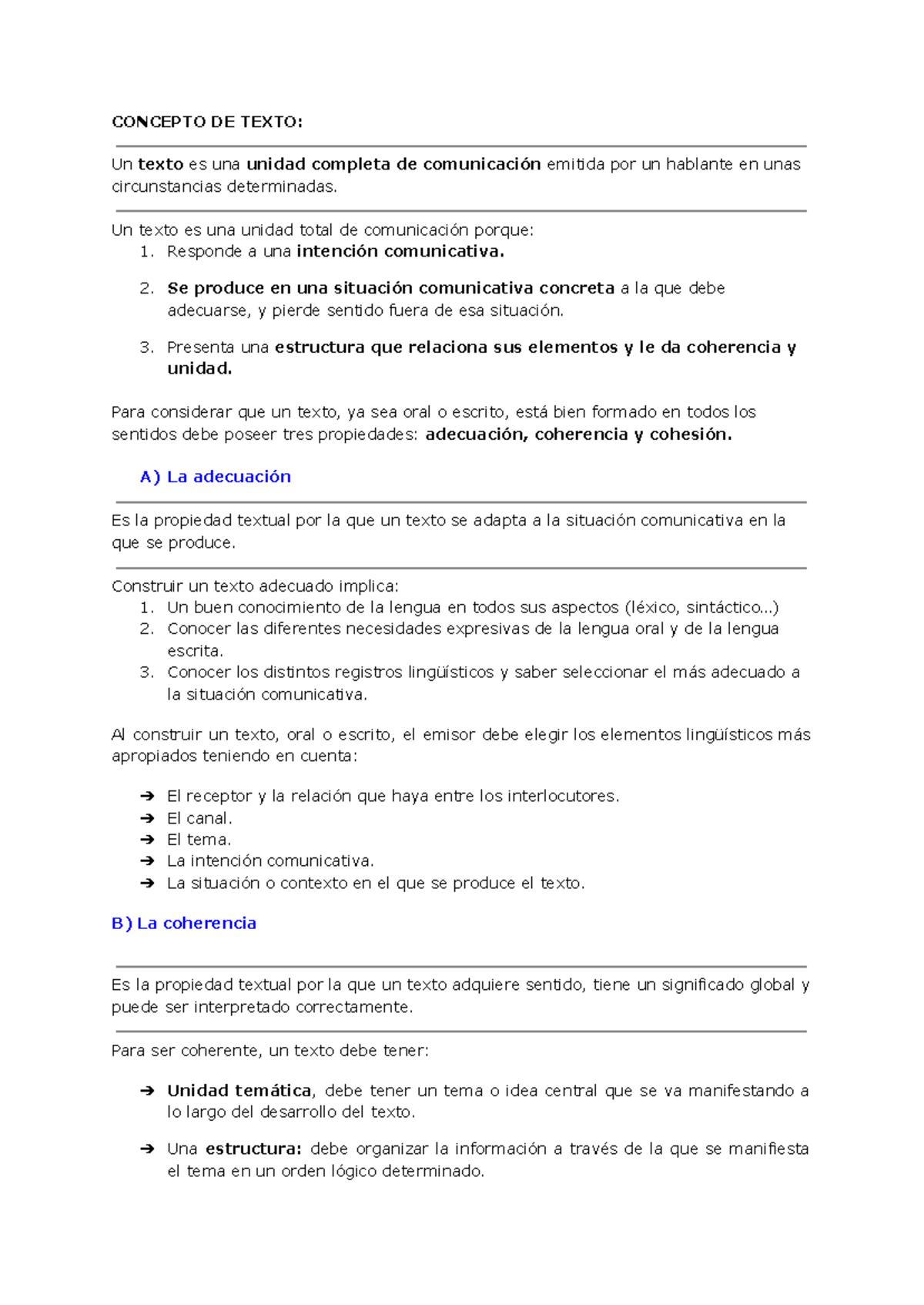 Mecanismos de Cohesión Textual - CONCEPTO DE TEXTO: Un texto es una ...