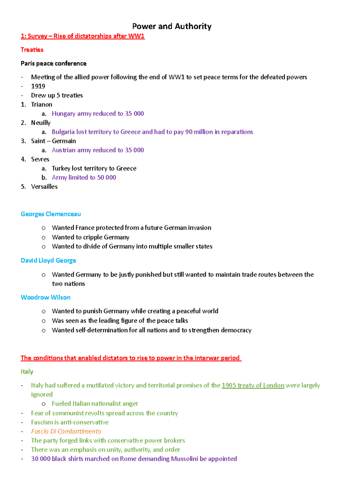 1. Power And Authority Notes # - 1: Survey – Rise Of Dictatorships ...