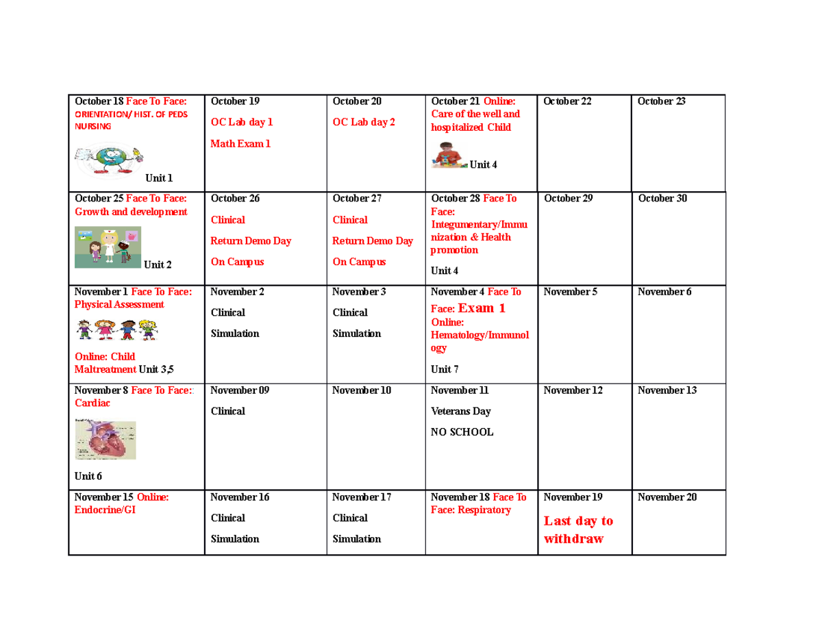 Calendar october 2021 working - October 18 Face To Face: ORIENTATION ...