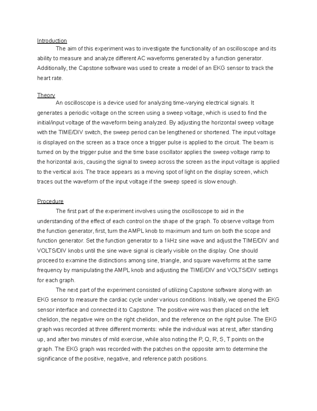 Lessa Malu- Lab4 - report - Introduction The aim of this experiment was ...