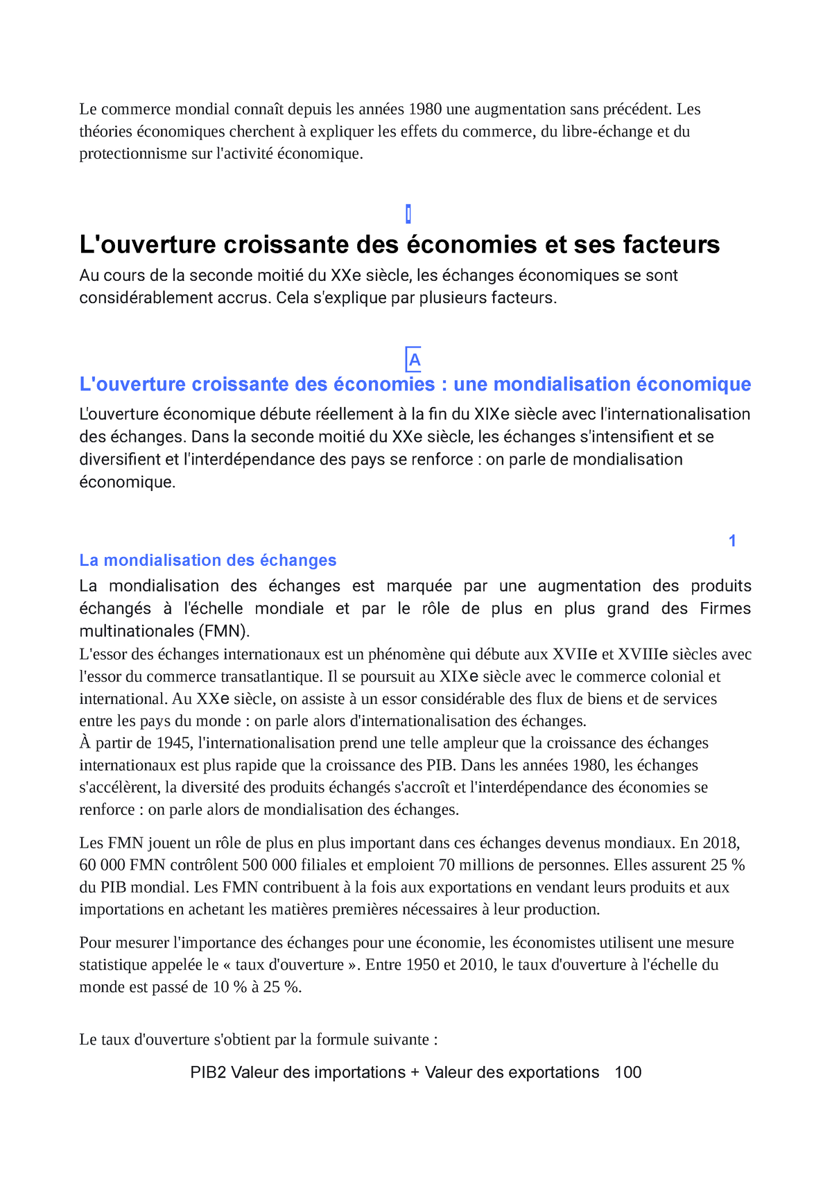 le commerce international ses terminale dissertation